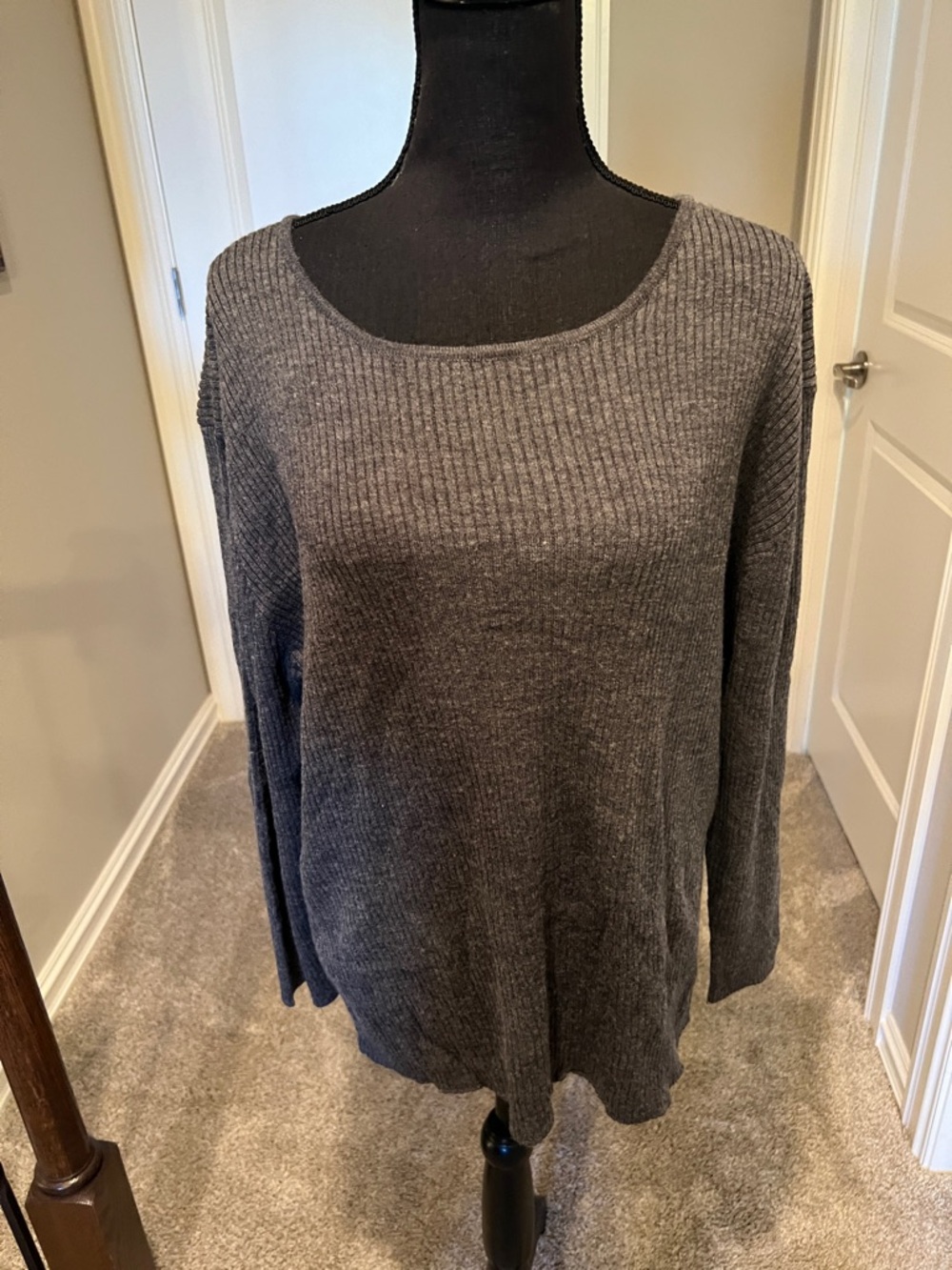 Element Women's Dark Gray Scoopneck Ribbed Sweater